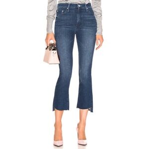 Mother The Insider Crop Step Fray Bootcut Jeans in Royal Treatment Wash Size 27